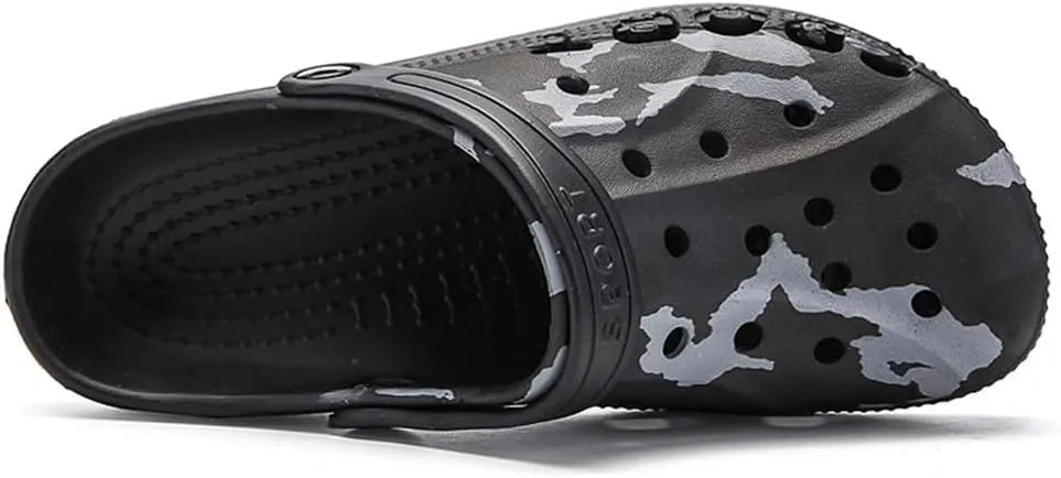 PHILDA Men's Camouflage Garden Clog Water Shoes Lightweight Slippers Anti-Slip Rubber Indoor Outdoor Mules Quick Drying Non Slip Sandals