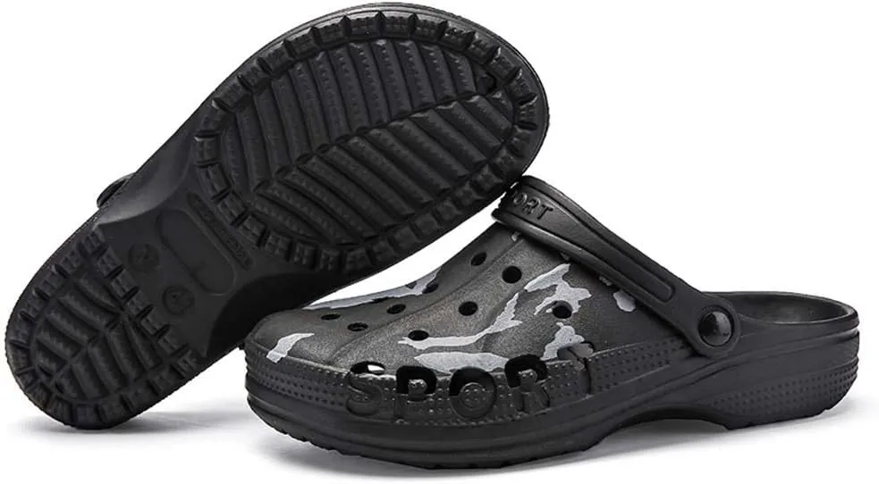 PHILDA Men's Camouflage Garden Clog Water Shoes Lightweight Slippers Anti-Slip Rubber Indoor Outdoor Mules Quick Drying Non Slip Sandals
