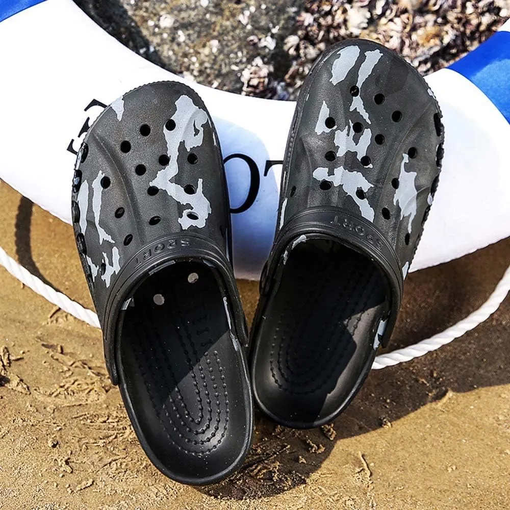 PHILDA Men's Camouflage Garden Clog Water Shoes Lightweight Slippers Anti-Slip Rubber Indoor Outdoor Mules Quick Drying Non Slip Sandals