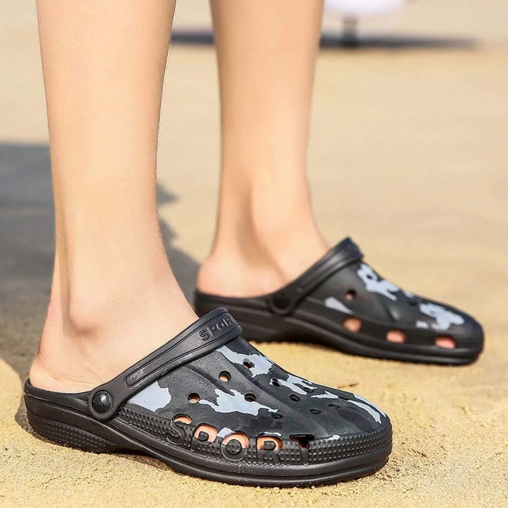 PHILDA Men's Camouflage Garden Clog Water Shoes Lightweight Slippers Anti-Slip Rubber Indoor Outdoor Mules Quick Drying Non Slip Sandals