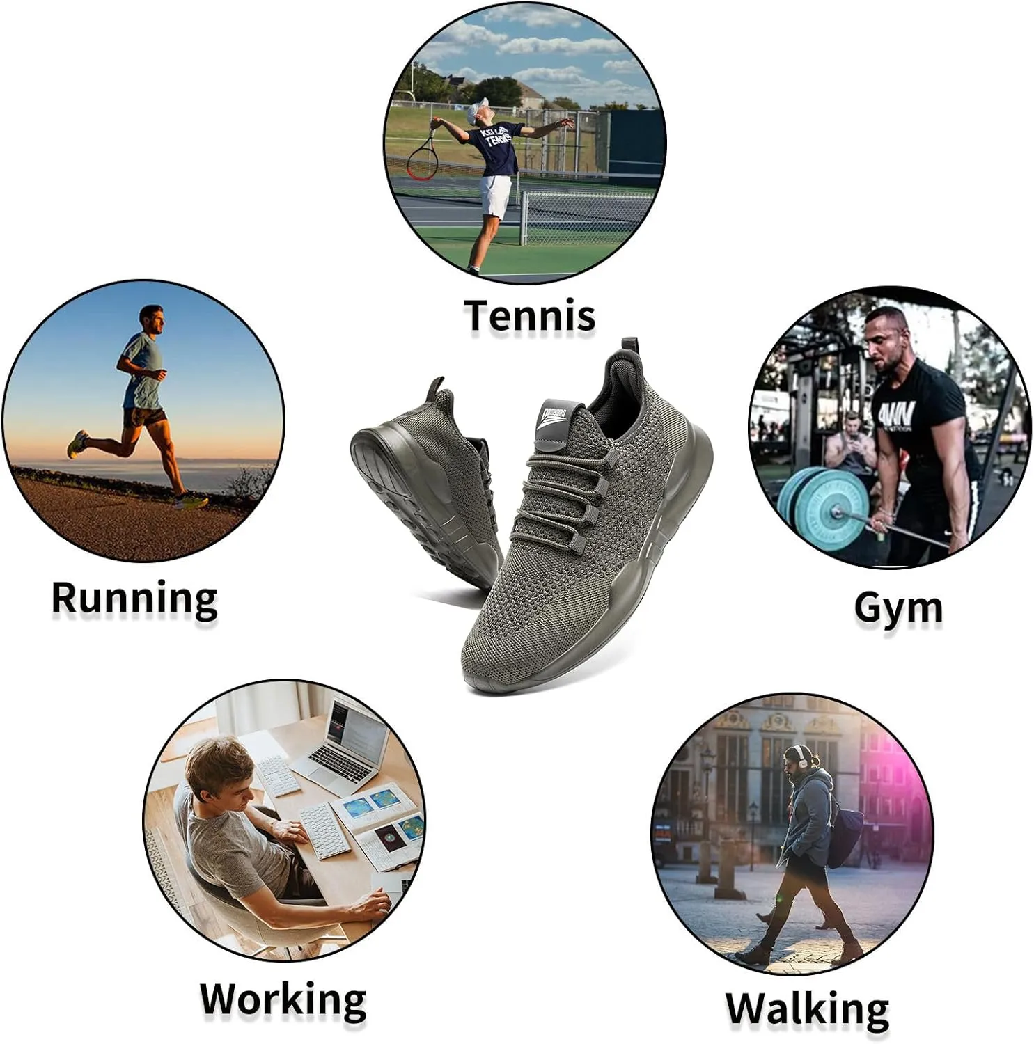 QIJGS Mens Running Shoes Sport Athletic Gym Sneakers Mesh Lightweight Tennis Fashion Workout Casual Shoes