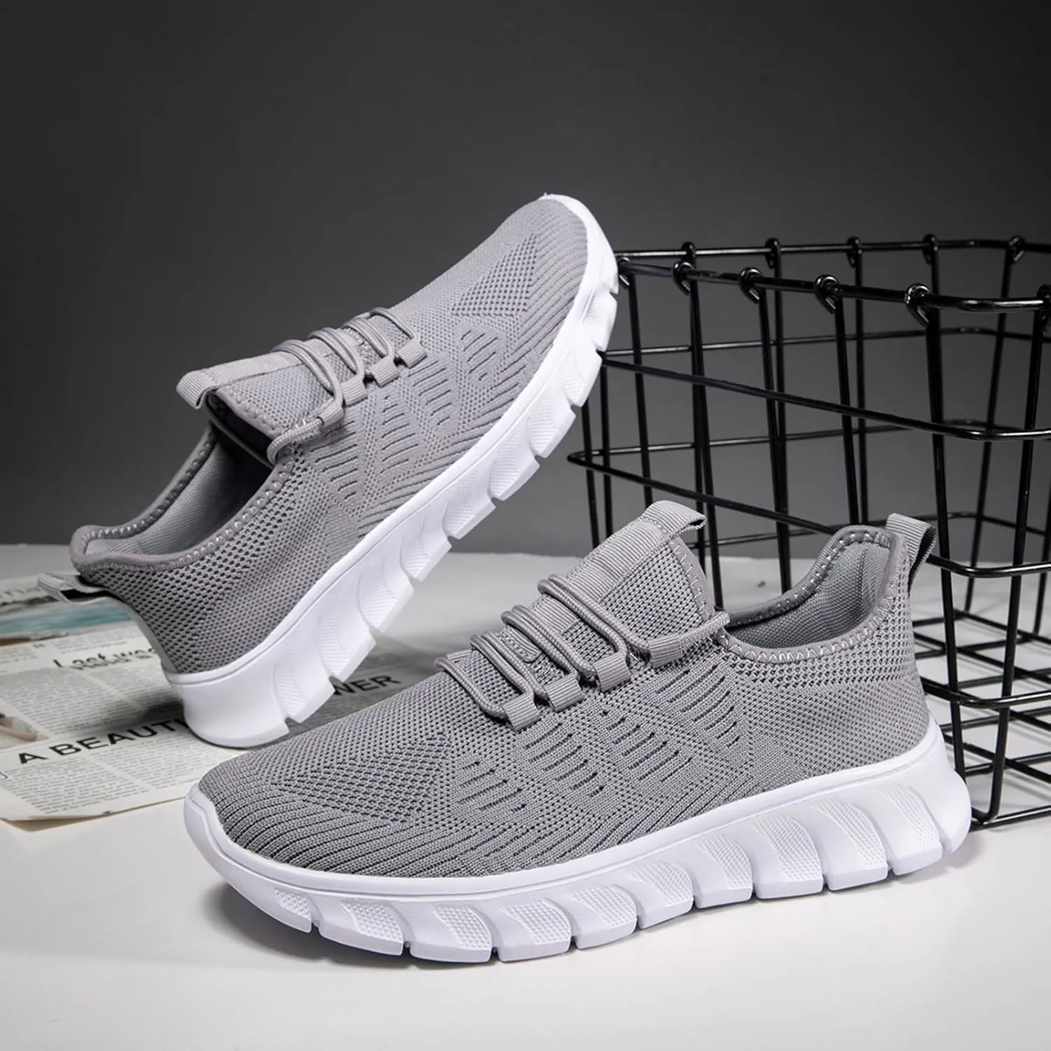 QIJGS Running Shoes for Men Gym Tennis Athletic Mesh Sneakers Lightweight Sports Fashion Workout Casual Shoes