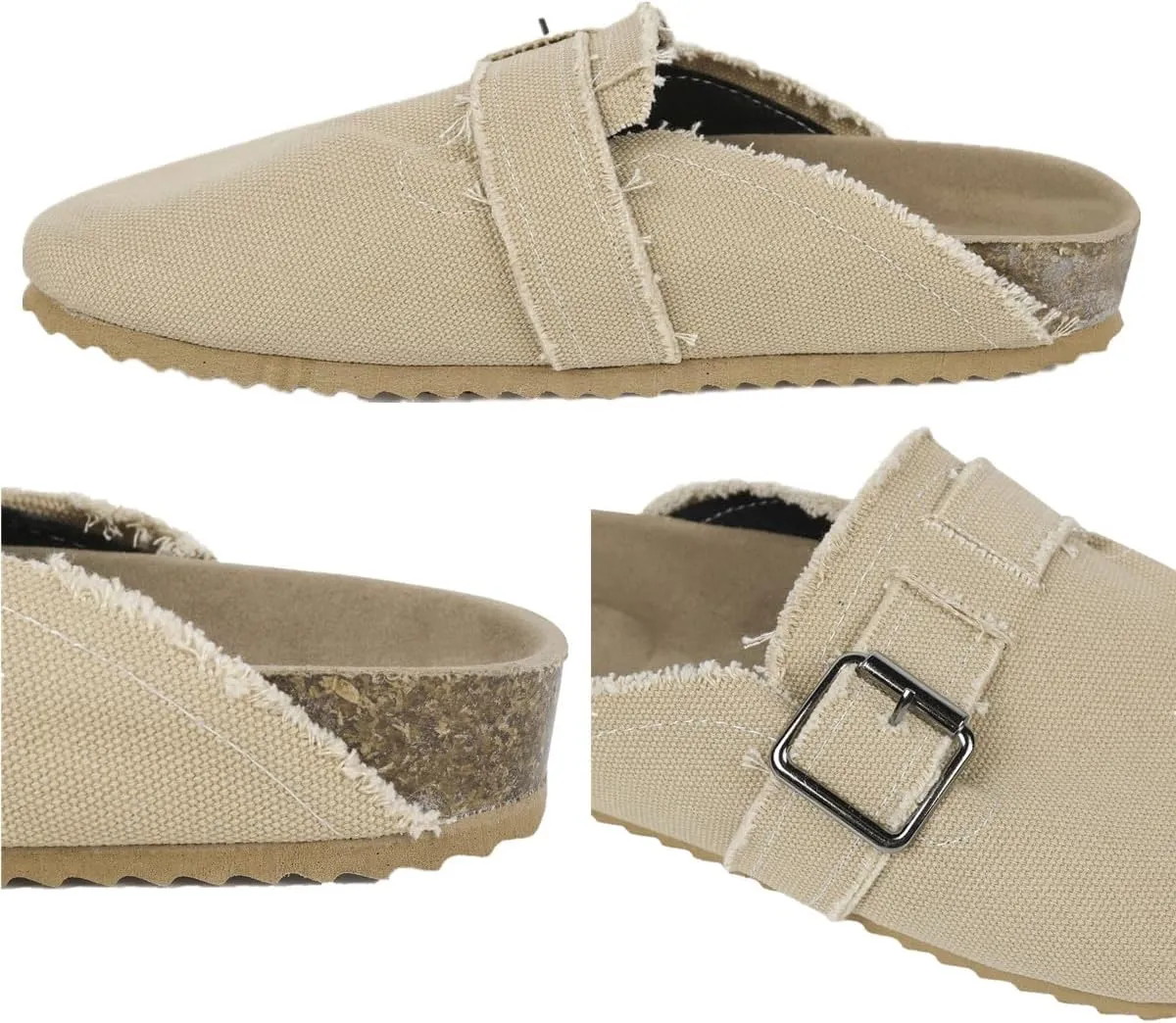 RACHAPE Canvas Loafer Women's Vintage Clogs Flat Slides Slip On Mules Shoes Low Top Backless Casual Sneakers for Walking