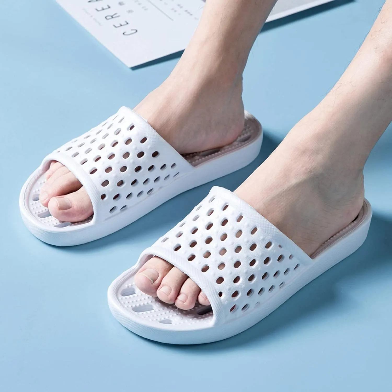 Ranberone Shower Shoes Women Quick Drying Non Slip College Dorm House Shower Sandals with Holes
