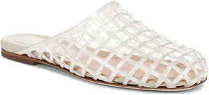 Red Mesh Jelly Mules for Women Clear Hollow Closed Toe Flat Sandals Beach Jellies Slippers Summer Slide Shoes