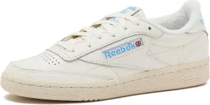 Reebok Club C 85 Vintage Tennis Sneakers, Casual White Womens Shoes, Chalk/Alabaster/Sky Blue, 7.5