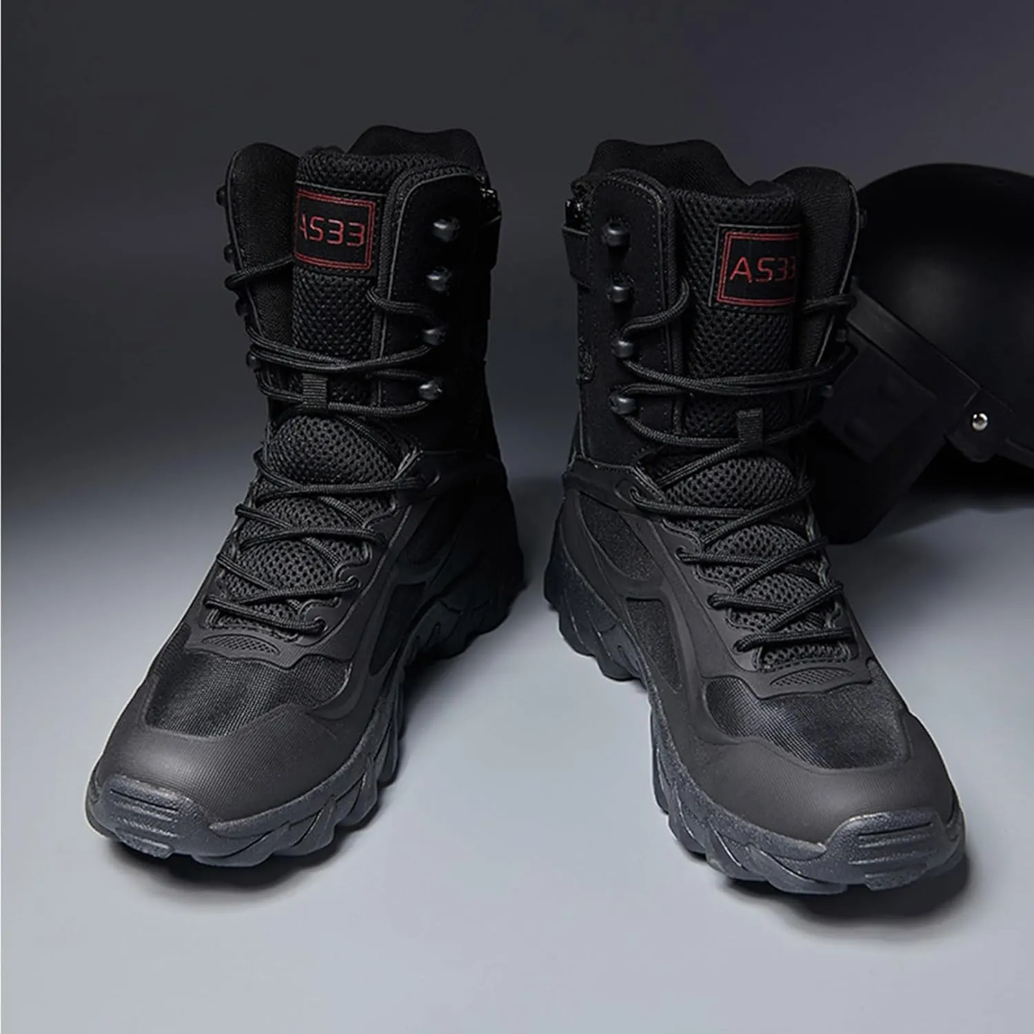 Renyqatt Men's Tactical Boots 8 Inches Lightweight Work Military Boots Side Zipper Jungle Combat Desert Boot