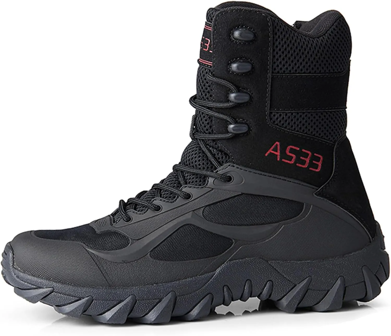 Renyqatt Men's Tactical Boots 8 Inches Lightweight Work Military Boots Side Zipper Jungle Combat Desert Boot