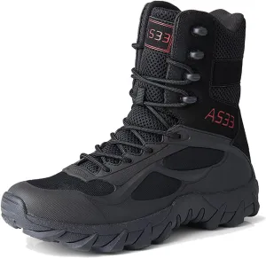 Renyqatt Men's Tactical Boots 8 Inches Lightweight Work Military Boots Side Zipper Jungle Combat Desert Boot