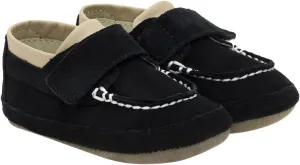 Robeez First Kicks Baby Boy and Unisex Shoes and Sandals for Infant/Toddlers, Boden Black Nubuck, 6-9 Months