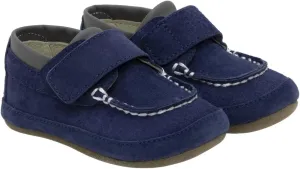 Robeez First Kicks Baby Boy and Unisex Shoes and Sandals for Infant/Toddlers, Boden Navy Nubuck, 9-12 Months