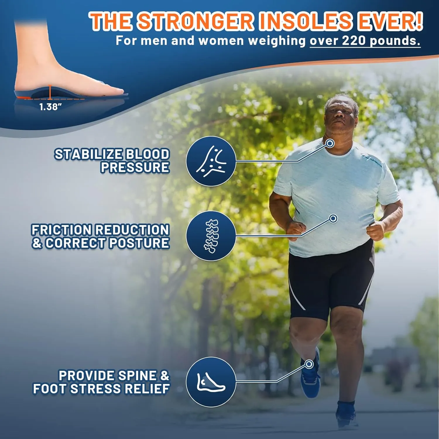 RooRuns Heavy Duty Arch Support Plantar Fasciitis Insoles for Men and Women, Orthotic Inserts Shoe Insoles for Flat Feet, Heel Spurs, High Arches, OverPronation, Metatarsalgia, Foot Pain Relief, S
