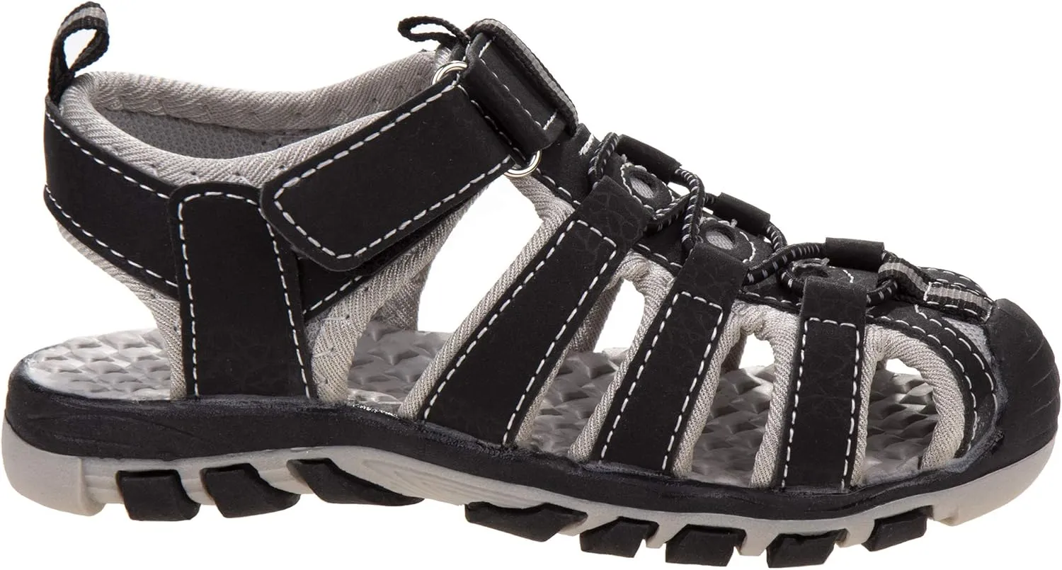 Rugged Bear Kids Boys Girls Closed-Toe Outdoor Sport Water Sandals - beach pool slide adjustable strap shoes athletic summer (Toddler/Little Kid/Big Kid)