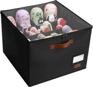 SAM AND MABEL Shoe Storage Organizer for Closet - Large Shoe Storage Box with Clear Top Cover, Space Saving Sneaker/Sandal Containers for Small Spaces (Black)