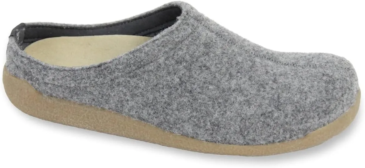 Sanita Lodge Slide Slipper Clogs for Men & Women - Removable Footbed, Made of Natural Wool Slip On Mules - Charcoal
