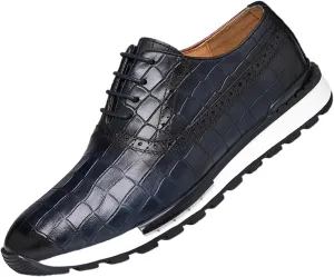 Santimon Men's Casual Sneakers - Genuine Leather Oxfords Shoes for Business & Walking | Breathable Comfortable Lightweight Fashion Sneakers for Men