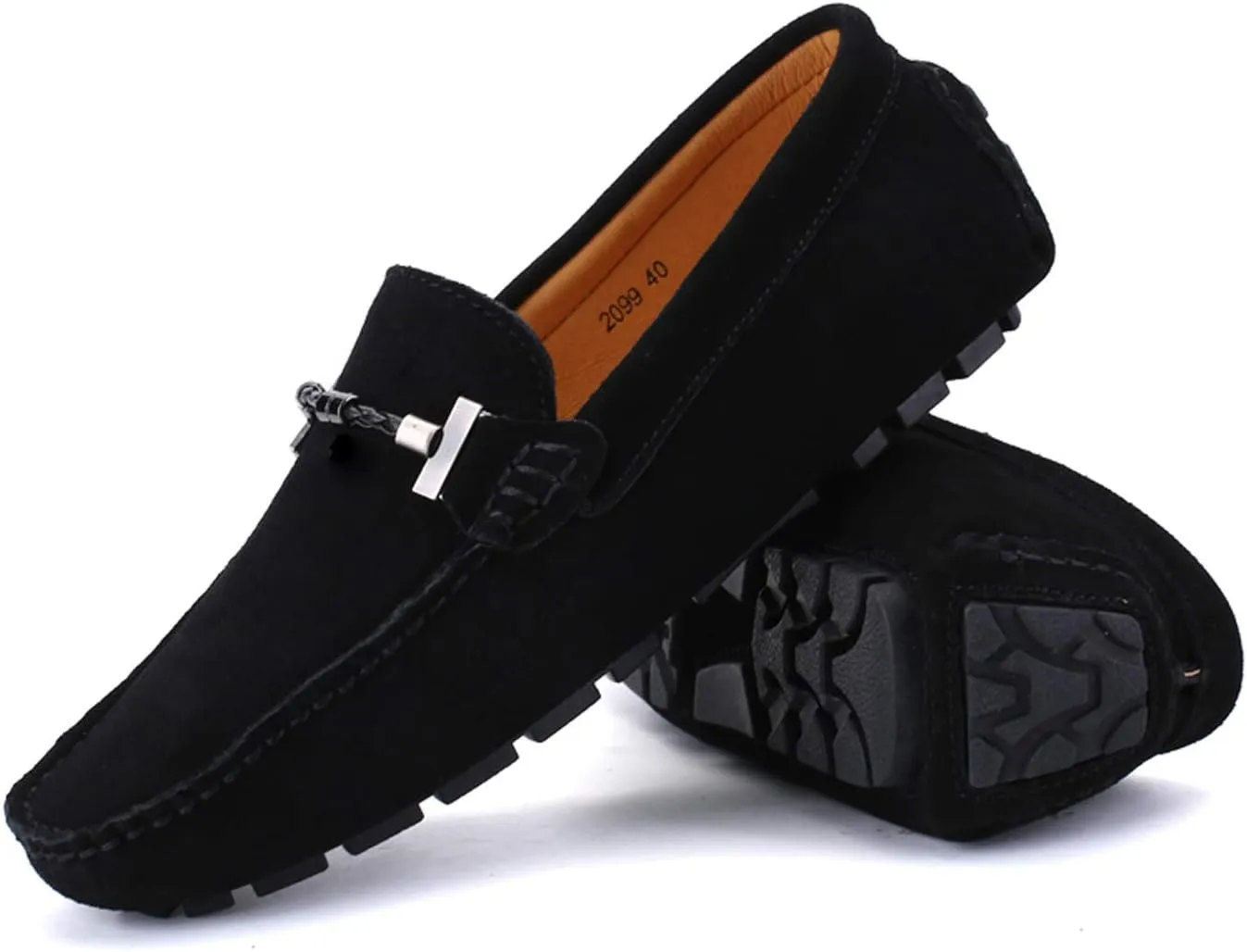 Santimon Mens Driving Penny Loafers Suede Moccasins Slip On Casual Dress Boat Shoes