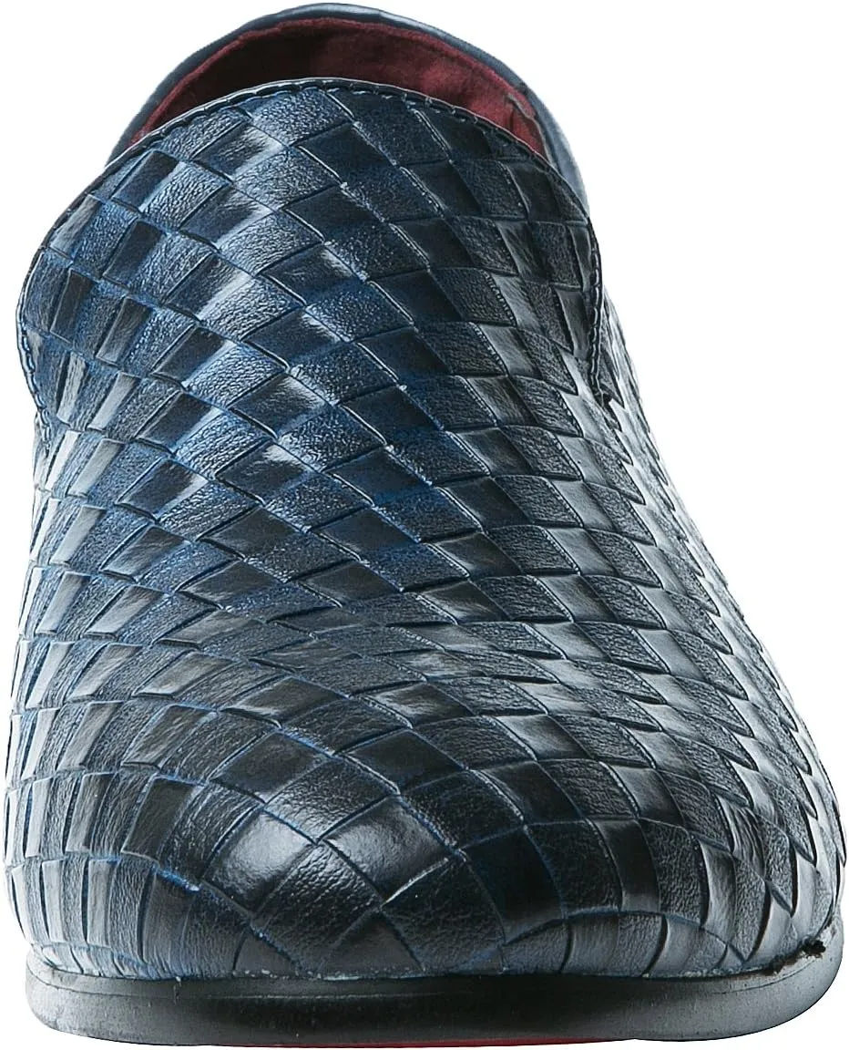Santimon Mens Loafers Fashion Weave Dress Driving Flats Slip on Penny Loafer Casual Shoes Black Blue Red White