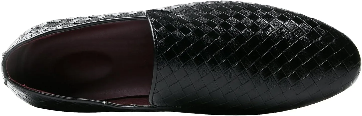 Santimon Mens Loafers Fashion Weave Dress Driving Flats Slip on Penny Loafer Casual Shoes Black Blue Red White