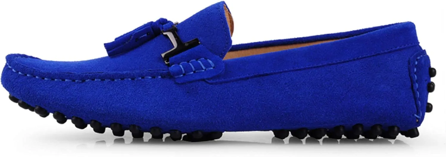 Santimon Mens-Moccasins Penny-Loafers Slip-On Casual Dress-Shoe Suede Tassels Boat Driving-Shoes