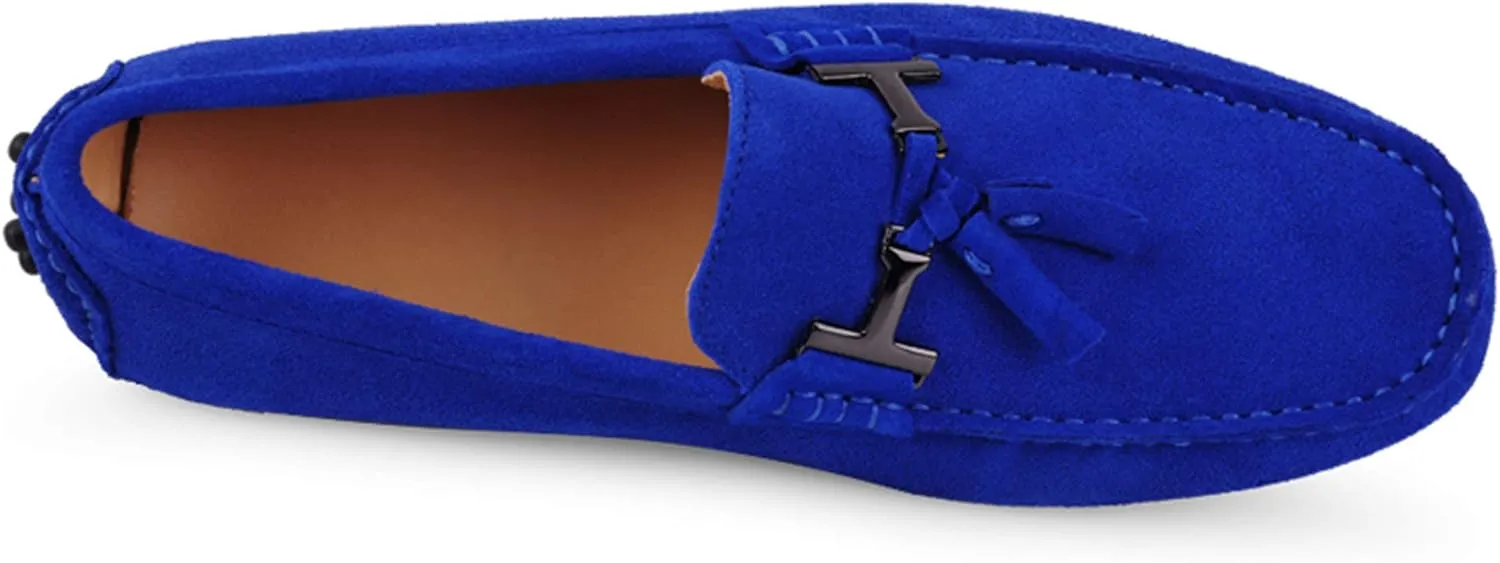 Santimon Mens-Moccasins Penny-Loafers Slip-On Casual Dress-Shoe Suede Tassels Boat Driving-Shoes