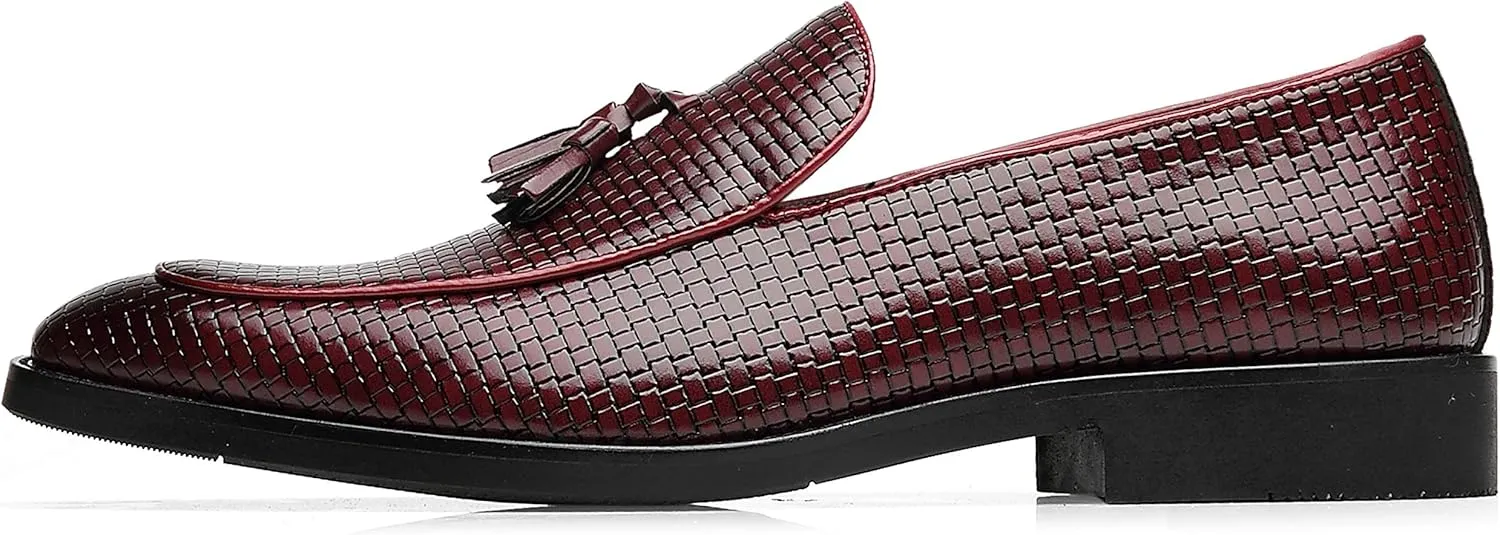 Santimon Men's Smoking Slipper Tassel Loafers Comfortable PU Leather Driving Boat Moccasins Casual Shoes