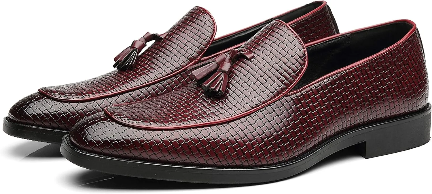 Santimon Men's Smoking Slipper Tassel Loafers Comfortable PU Leather Driving Boat Moccasins Casual Shoes