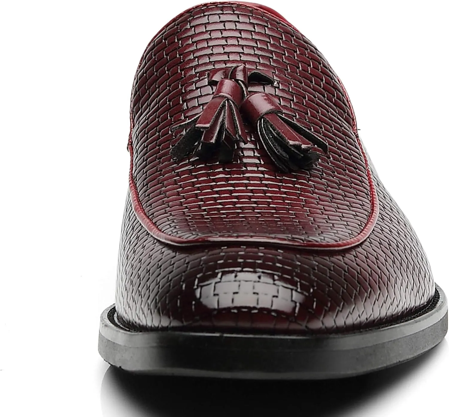 Santimon Men's Smoking Slipper Tassel Loafers Comfortable PU Leather Driving Boat Moccasins Casual Shoes