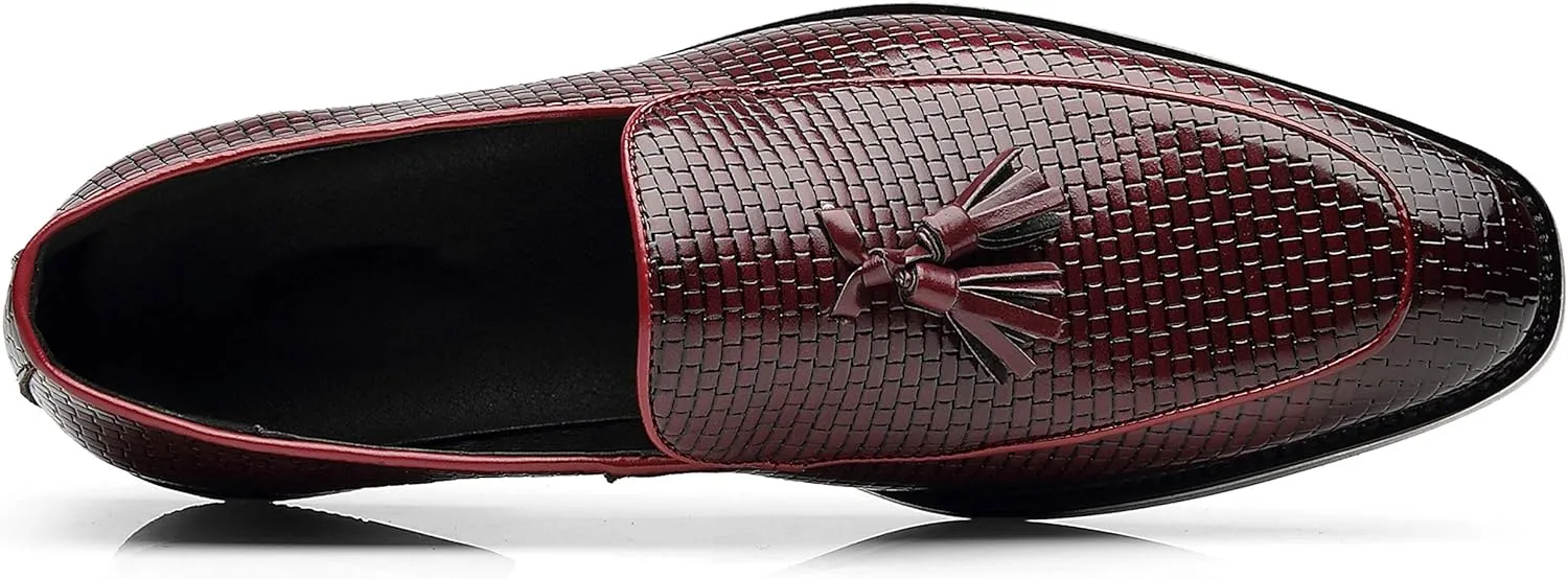 Santimon Men's Smoking Slipper Tassel Loafers Comfortable PU Leather Driving Boat Moccasins Casual Shoes