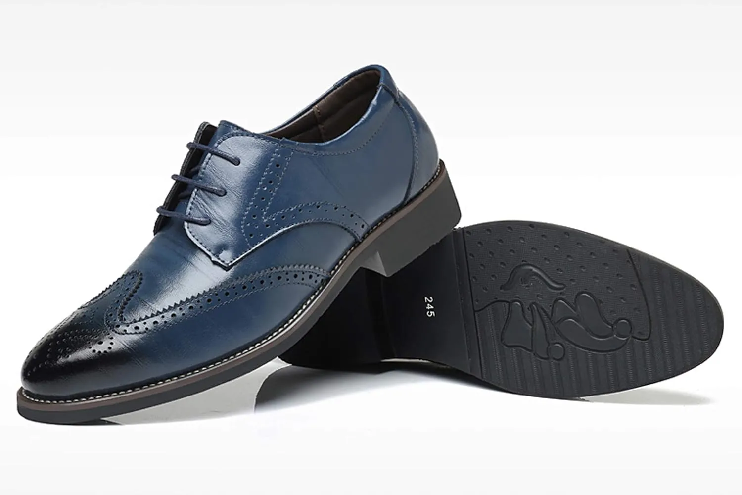Santimon Men's Wingtip Oxford Shoes Classic Brogue Dress PU Leather Lace Up Casual Shoes