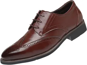 Santimon Men's Wingtip Oxford Shoes Classic Brogue Dress PU Leather Lace Up Casual Shoes