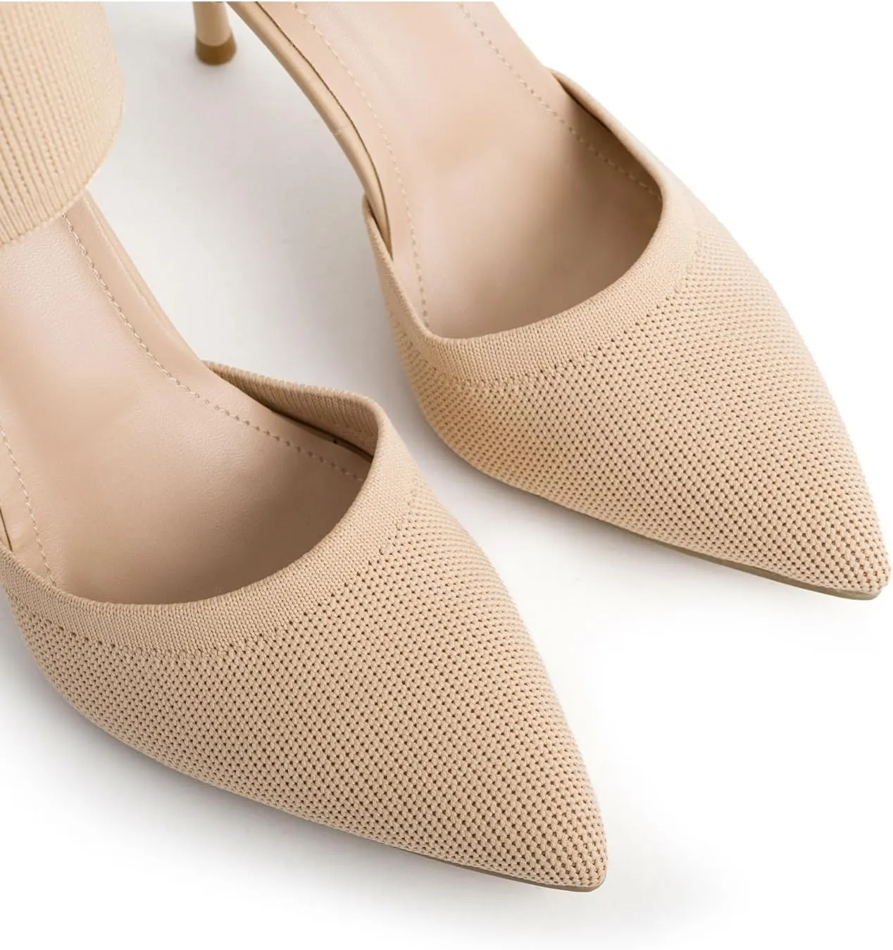 Sexy Black Heels Pumps for Women 3.7 Inches Closed Toe Stiletto Heel Knit Sandals Pointed Toe Stretchy Sock-Like Elastic Sandal Booties for Summer Slip On Comfortable Women Dress Shoes