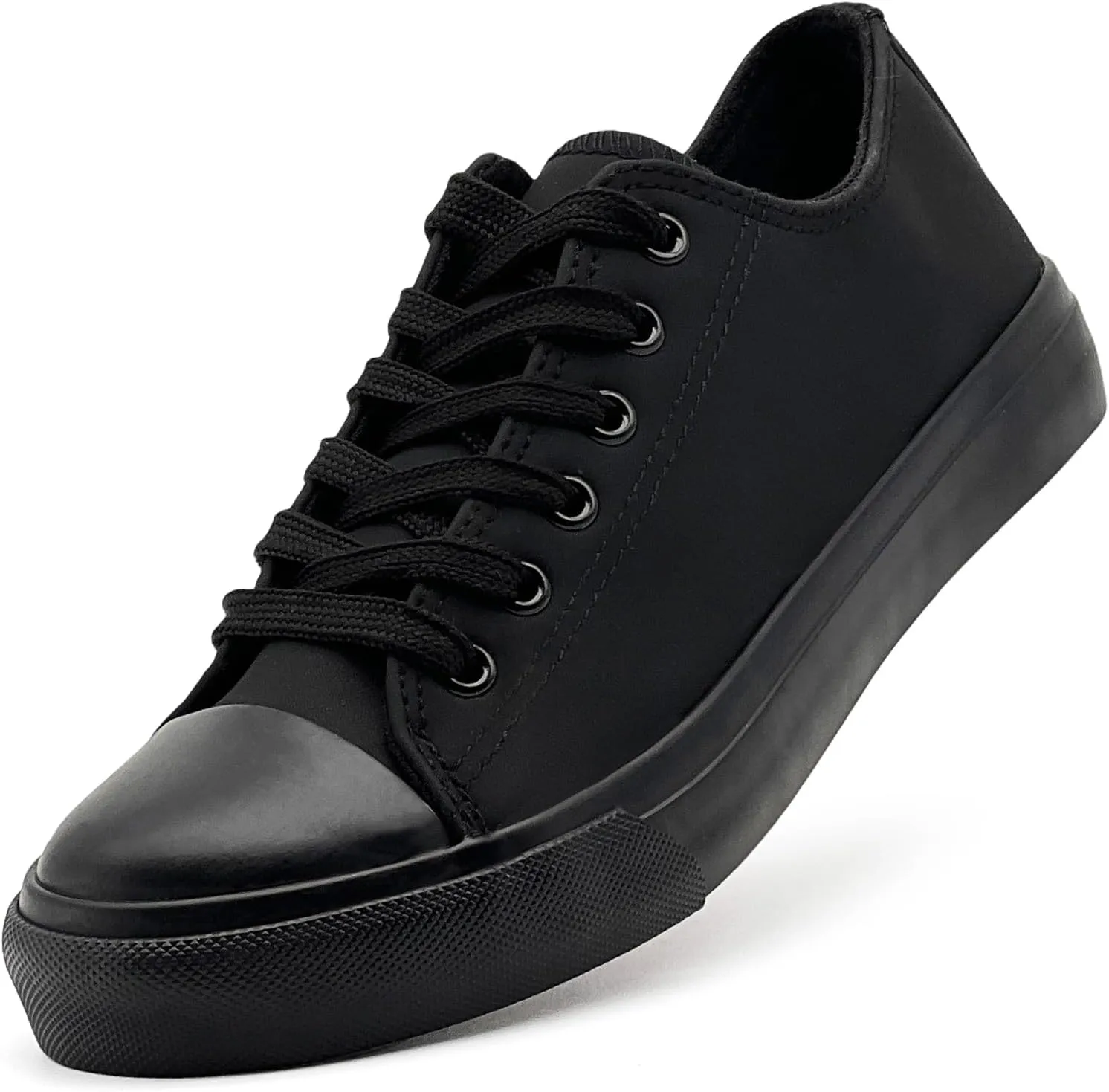 sharllen Women's Fashion PU Leather Sneakers Men's Classic Lace up Casual Walking Running Shoes Comfortable Black White Tennis Shoes