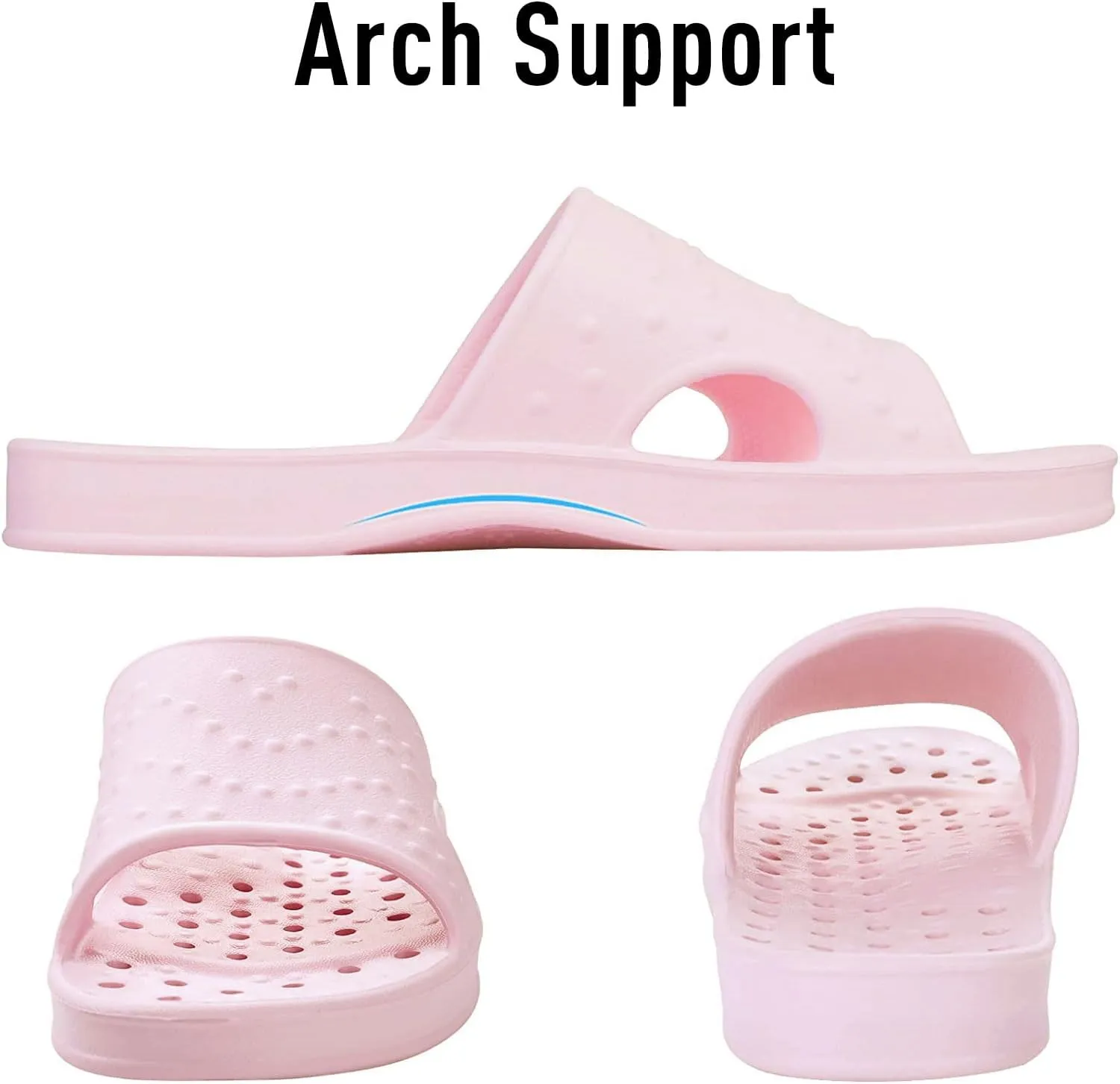 shevalues Shower Shoes for Women with Arch Support Quick Drying Pool Slides Lightweight Beach Sandals with Drain Holes