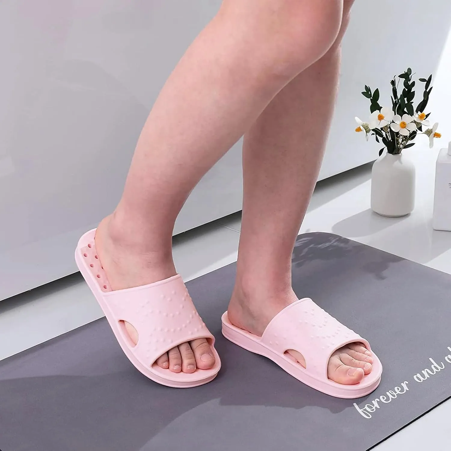 shevalues Shower Shoes for Women with Arch Support Quick Drying Pool Slides Lightweight Beach Sandals with Drain Holes