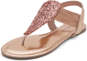 Shoe Land Women's Flat Sandals - Fashion Thong & Gladiator Style with Elastic Strappy String Ankle Strap, Dressy Casual Comfortable Daily Wear, Trendy 2025