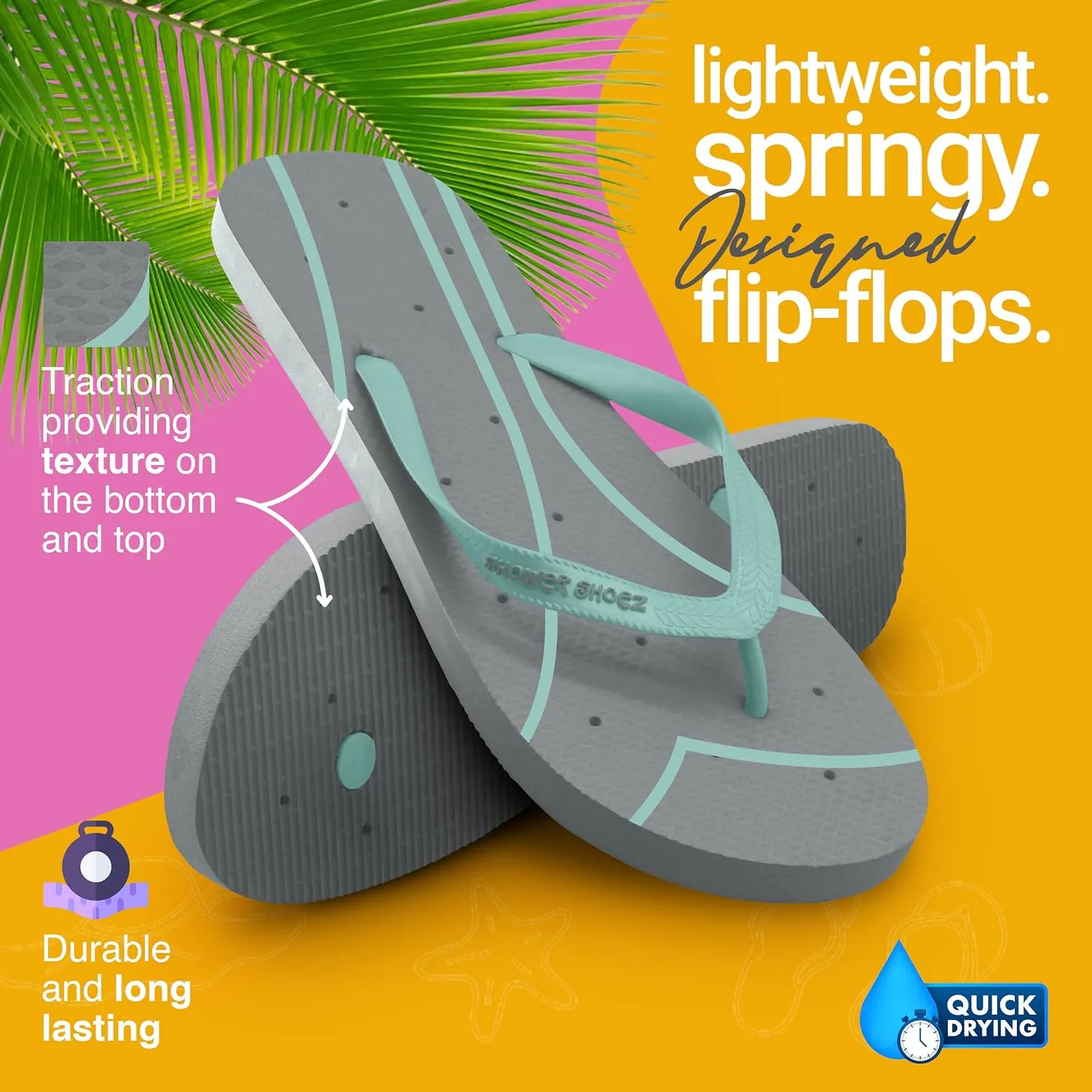 Shower Shoez Women's Non-Slip Pool Dorm Water Sandals Flip Flops