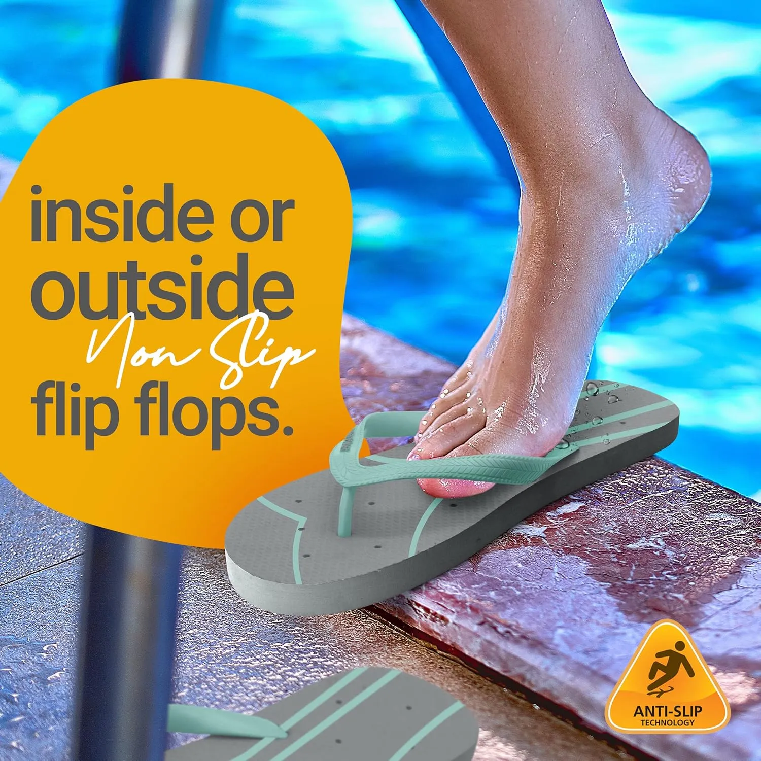 Shower Shoez Women's Non-Slip Pool Dorm Water Sandals Flip Flops
