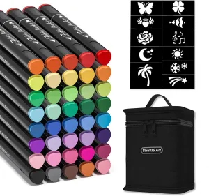 Shuttle Art Dual Tip Fabric Markers, 40 Colors Permanent No Bleed Pens for T-Shirts Sneakers, Non-Toxic & Child Safe for Kids Adult Painting Writing
