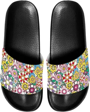 Slide Sandals, Beach Flats for Women, Comfotable Open Toe Non Slip Summer Shoes for Gym, Pool, Camping, Beach
