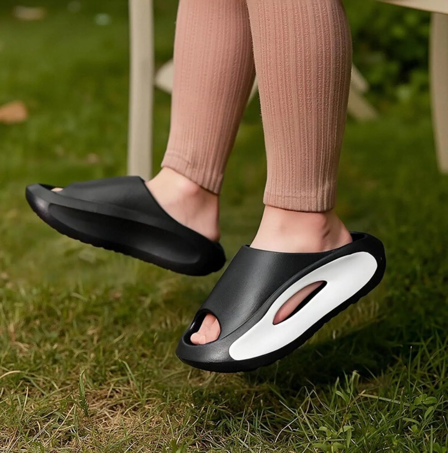 Slide Sandals Men Women Platform Sandals With Comfortable Pillow Slippers Non-Slip Lightweight Shower Shoes