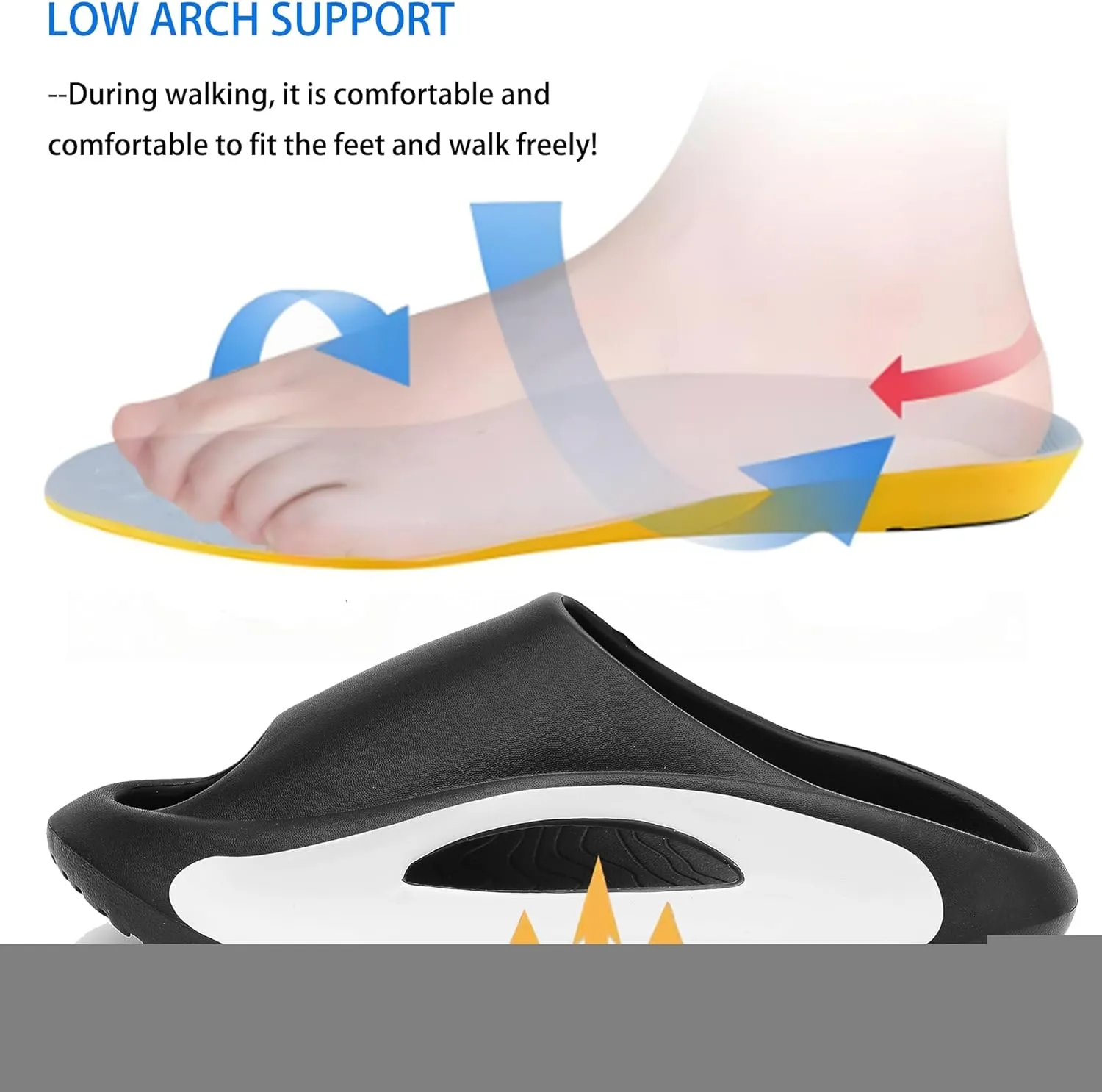 Slide Sandals Men Women Platform Sandals With Comfortable Pillow Slippers Non-Slip Lightweight Shower Shoes