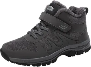 Slip on Walking Shoes Men Winter Warm Faux Furry Lined Hiking Snow Boots Comfortable Memory Foam Breathable Mesh Fashion High Top Sneakers Non Slip Indoor Outdoor Athletic Running Shoes