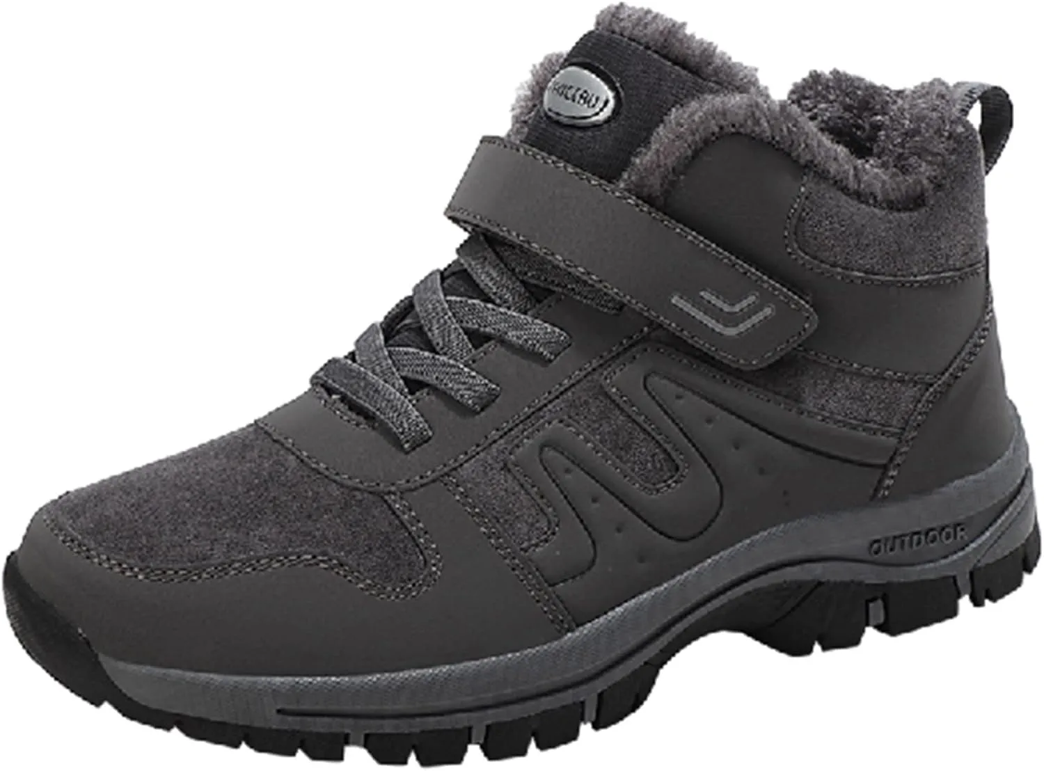 Slip on Walking Shoes Men Winter Warm Faux Furry Lined Hiking Snow Boots Comfortable Memory Foam Breathable Mesh Fashion High Top Sneakers Non Slip Indoor Outdoor Athletic Running Shoes