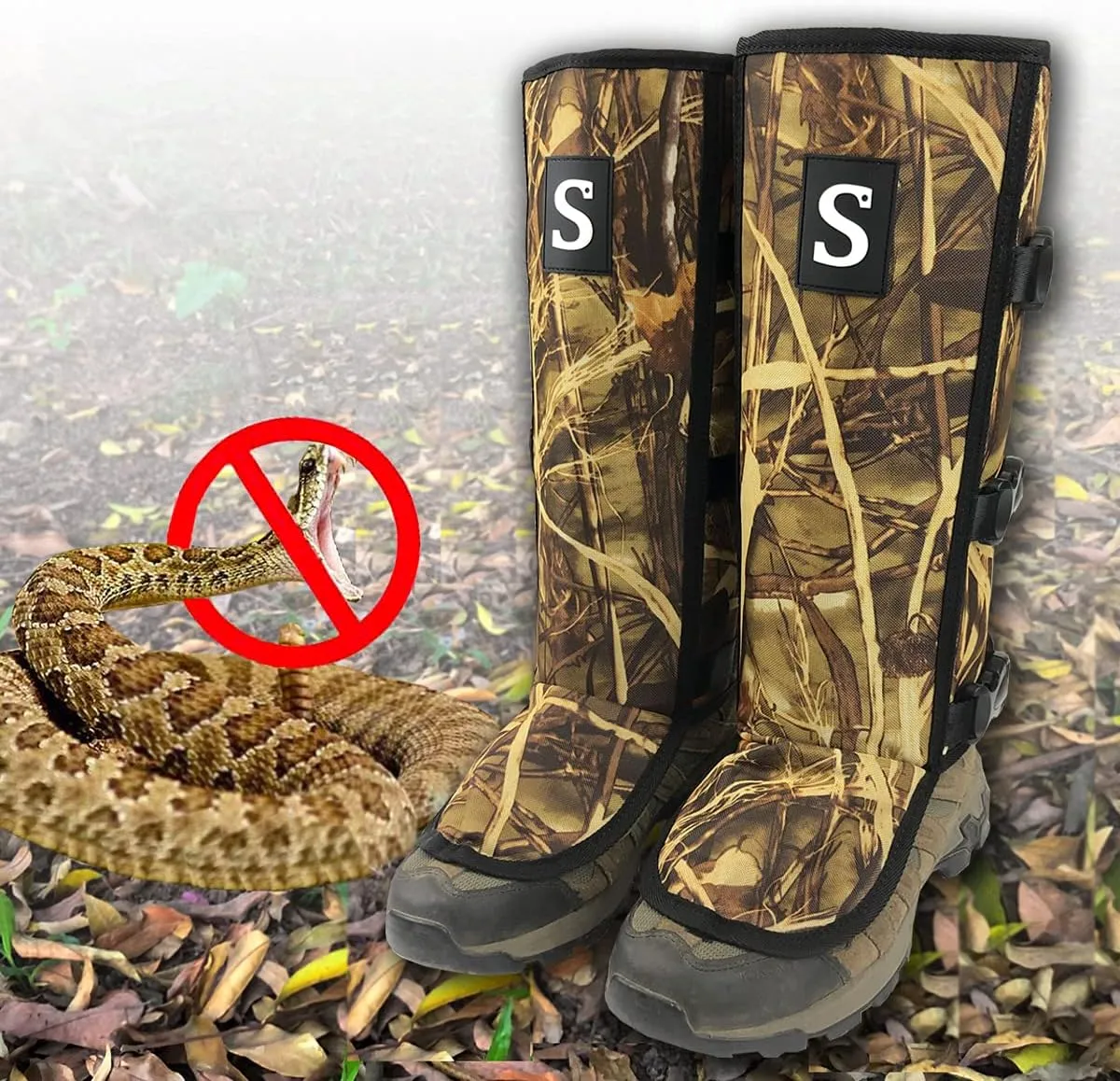 Snake Gaiters for Men & Women,Sturdy Snake Bite Proof Boots,Adjustable Snake Guards,Hiking Gaiters with Storage Pouch.