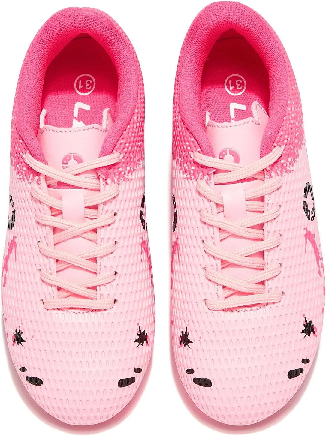 Soccer Shoes for Boys Pink Soccer Cleats Breathable Athletic Toddler Black Football Boots for Outdoor Indoor Soccer Shoes for Girls AG/FG