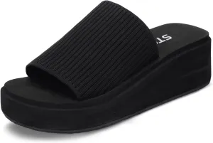 STQ Platform Sandals Women Cute Chunky Slides with Comfort Memory Foam