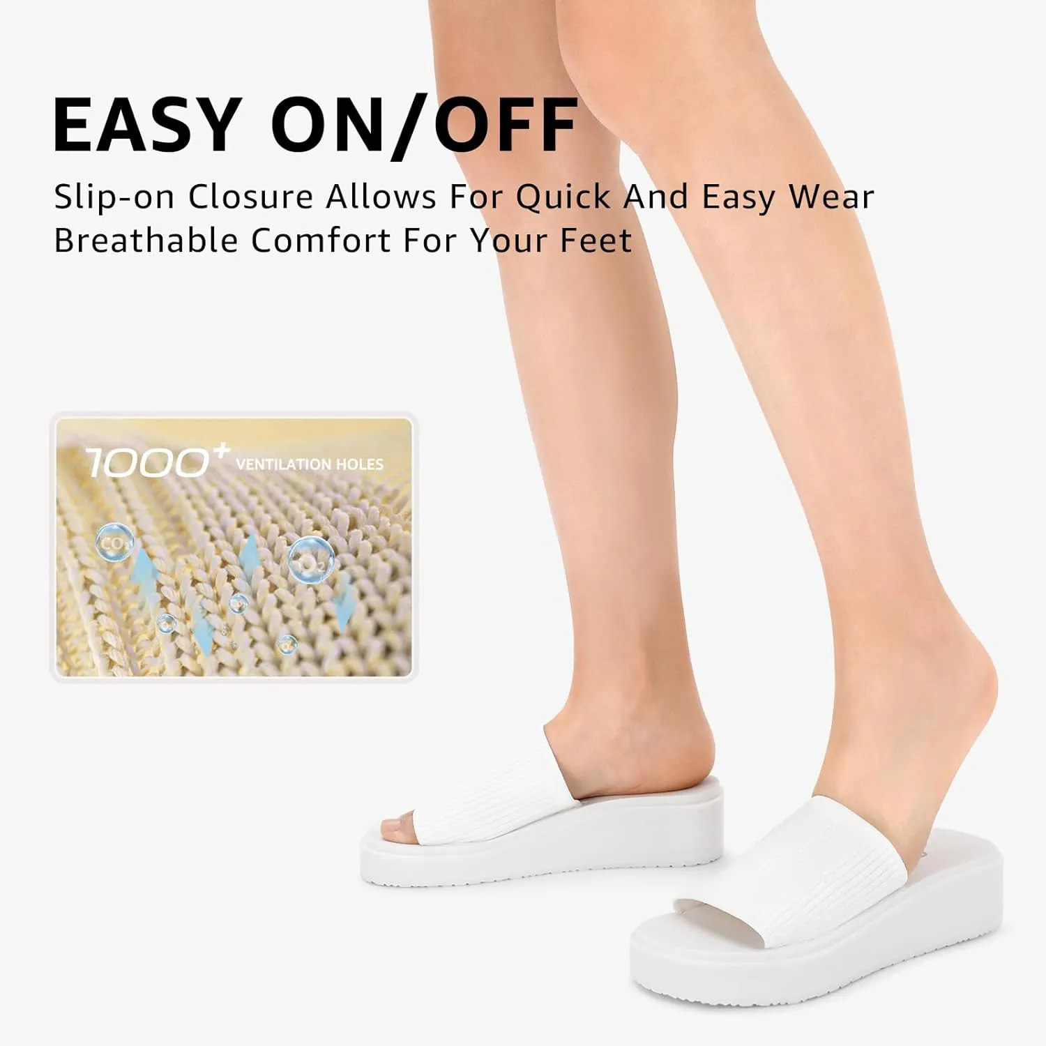 STQ Platform Sandals Women Cute Chunky Slides with Comfort Memory Foam