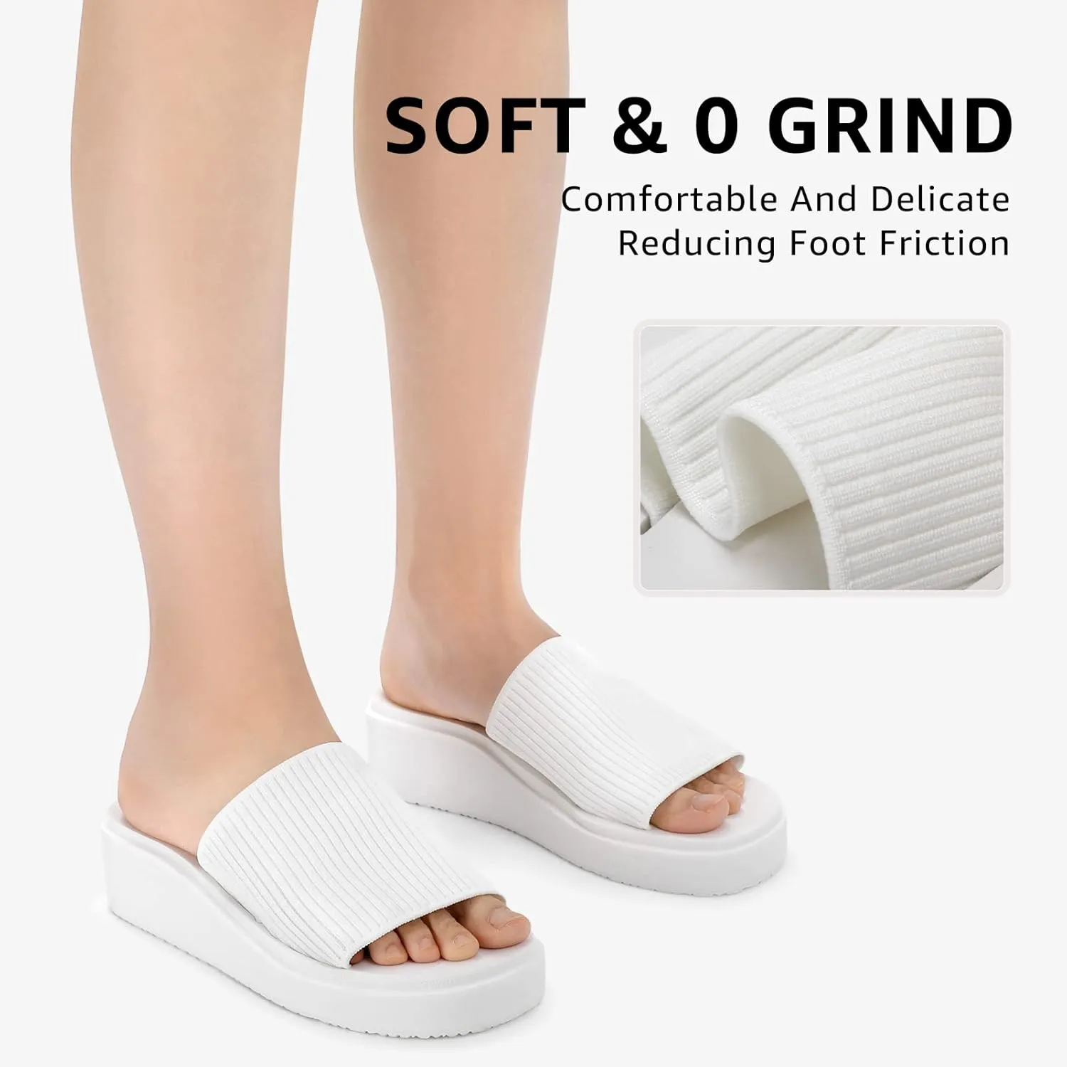STQ Platform Sandals Women Cute Chunky Slides with Comfort Memory Foam