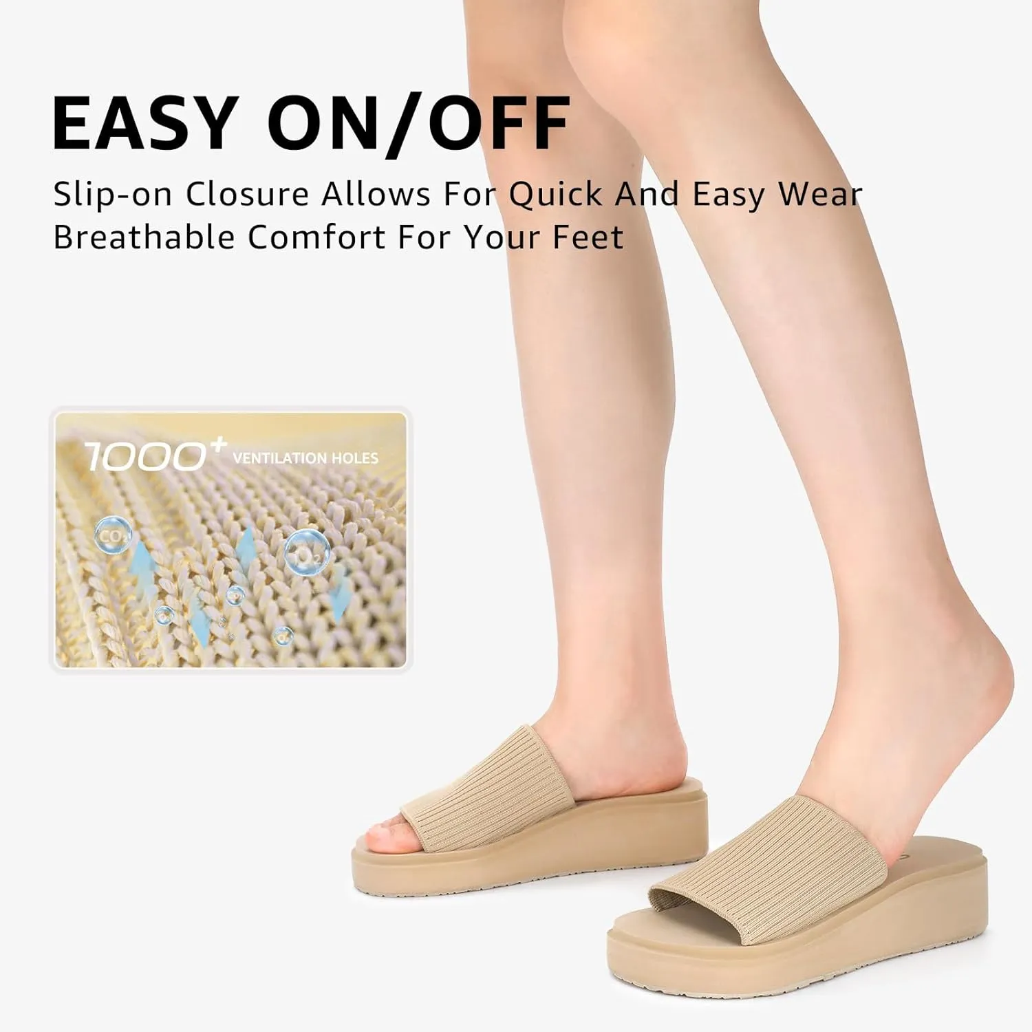 STQ Platform Sandals Women Cute Chunky Slides with Comfort Memory Foam